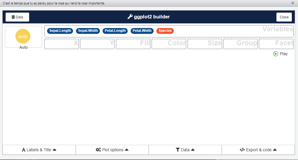 interface do pacote esquisse
